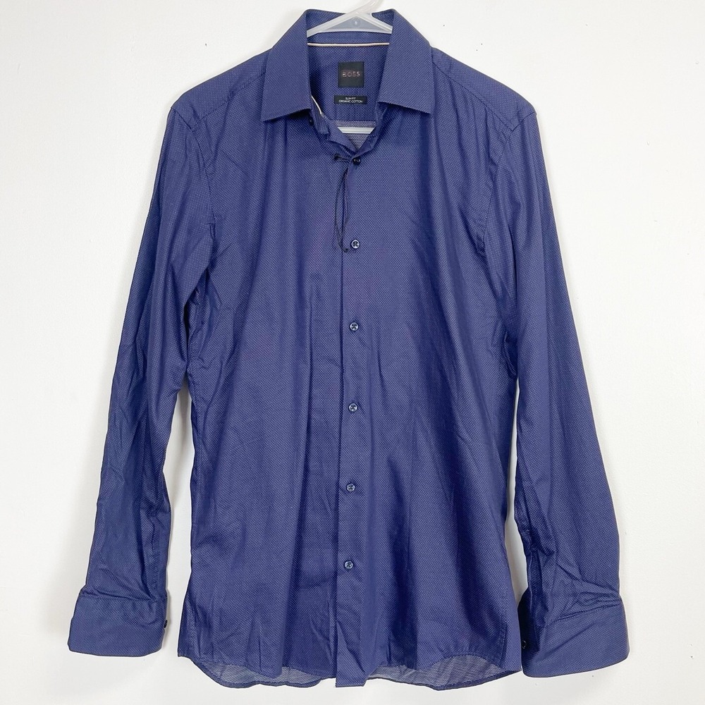 Hugo Boss Shirt Mens Small Blue Performance Hank Kent Long Sleeve Button Down